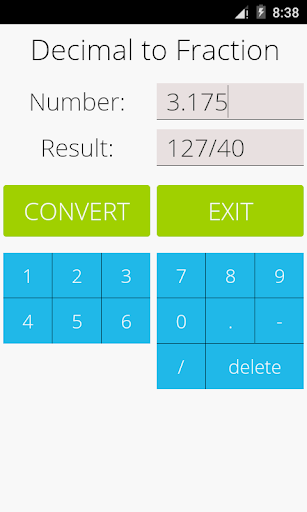 Android application Decimal to Fraction Pro screenshort