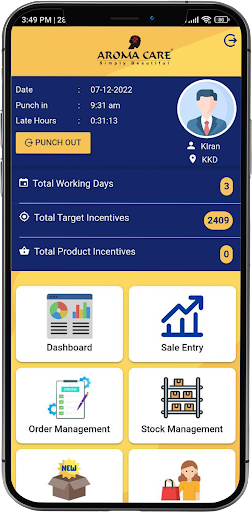 Android application AromaCaresSalesTeam screenshort