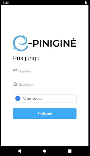 Android application E-piniginė screenshort