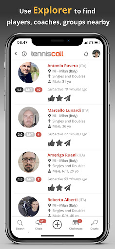 TennisCall | Sports Player App Screen 2
