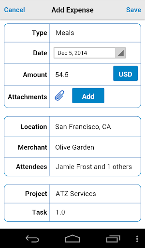 Screenshot of Oracle Fusion Expenses
