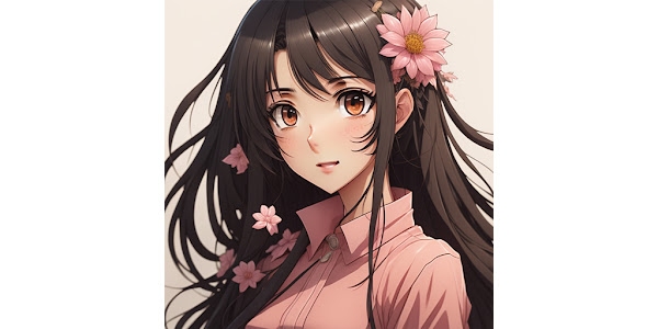 Premium AI Image  Head of flowers Flowers on hair Anime face drawing Cute girl  drawing