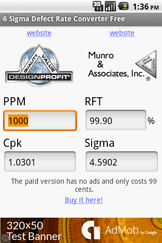 Android application Six Sigma Defect Conv Lite screenshort