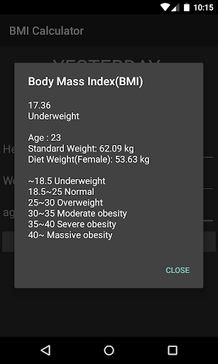 BMI Calculator Screen 2