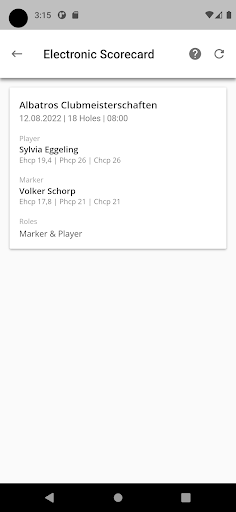 Android application Albatros 9 Electronic Scoring screenshort