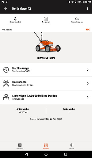 Screenshot of Husqvarna Fleet Services
