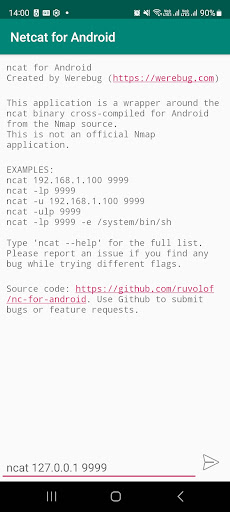 Android application nc - Netcat for Android screenshort