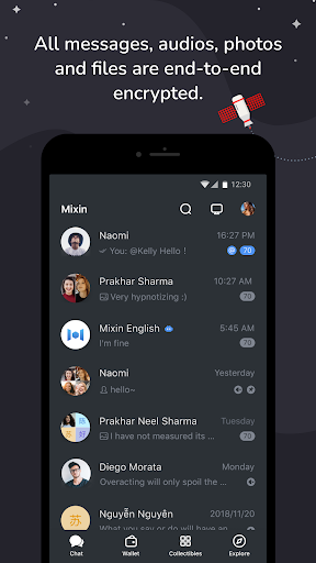 Android application Mixin Crypto Wallet Messenger screenshort