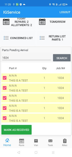 IGServiceApp Screen 2
