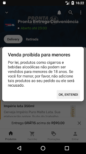 Android application Pronta Entrega Conveniência screenshort