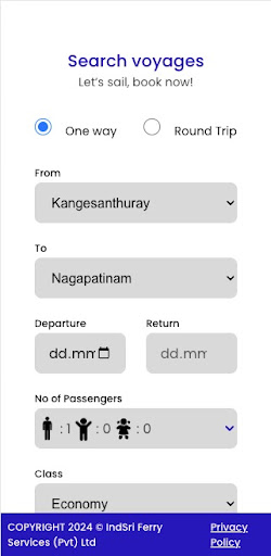 Android application Sail IndSri screenshort