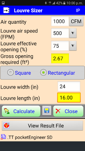 HVAC duct sizer - a Ductulator