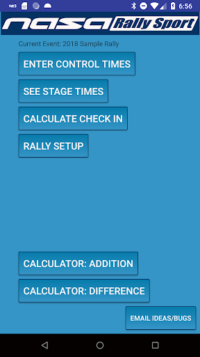 Android application Rally Time Calculator screenshort