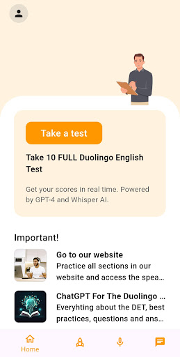 Android application Duolingo English Test practice screenshort