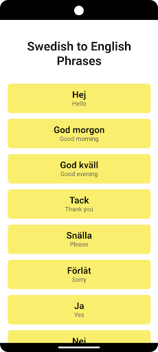 Android application Swedish Phrases screenshort