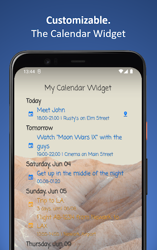 The Calendar Widget Screen 2