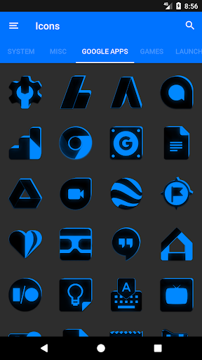 Flat Black and Blue Icon Pack
