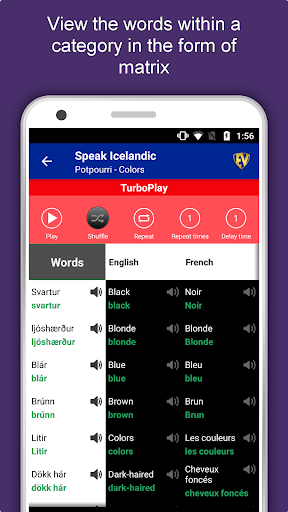 Screenshot of Learn Icelandic Language App