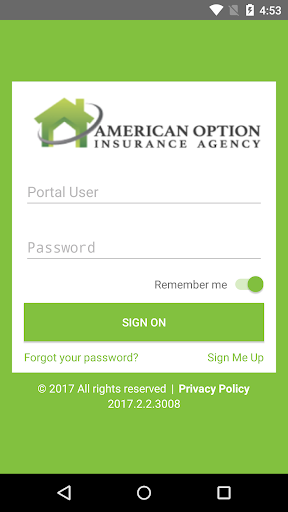 Android application American Option Insurance screenshort