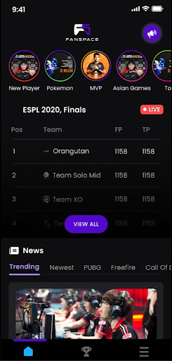 Android application FanSpace: Esports & Gaming screenshort