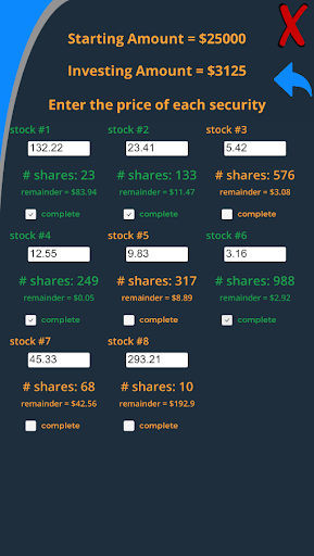 Equal Distribution Calculator Screen 3