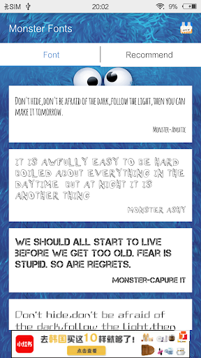Android application Monster Fonts screenshort
