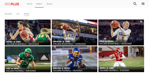 Screenshot of Midco Sports Plus