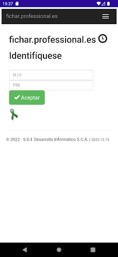 Android application Única Fichar screenshort