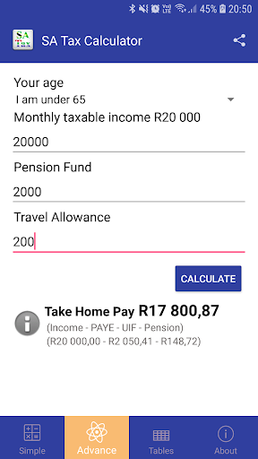 SA Tax Calculator Screen 3