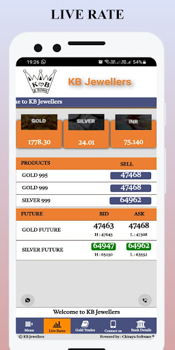 Android application KB Jewellers screenshort