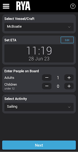 RYA SafeTrx Screen 3