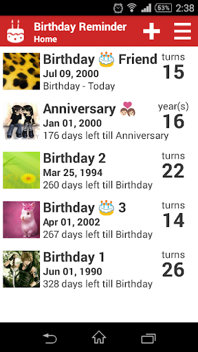 Android application Birthday Reminder Alarm screenshort