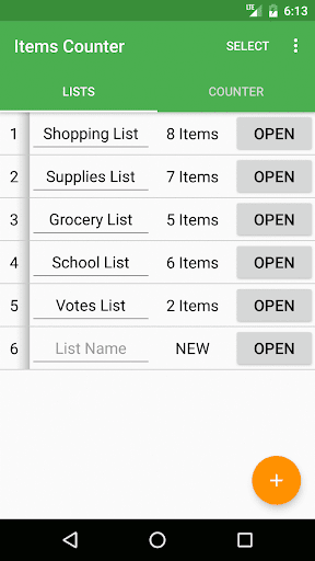 Android application Items Counter screenshort
