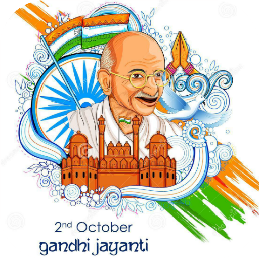Gandhi Jayanti Greeting.  Icon