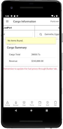 Voyage Estimation for Chartere