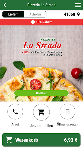 Android application Pizzeria La Strada screenshort