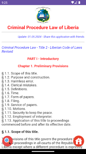 Android application Criminal Procedure Law Liberia screenshort