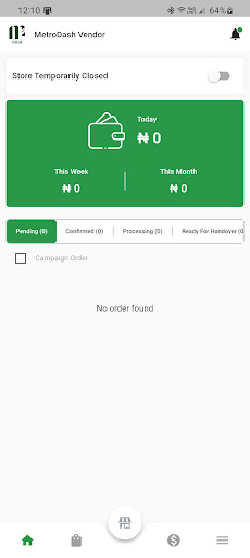 Android application Metrodash Vendor screenshort