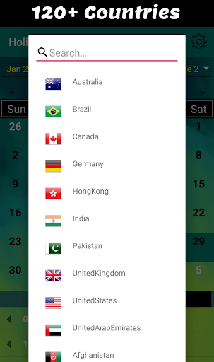 Holidays Calendar 2021 Screen 2