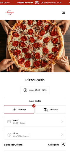 Android application Pizza Rush- Newcastle screenshort