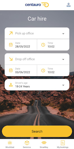 Android application Car hire with Centauro screenshort