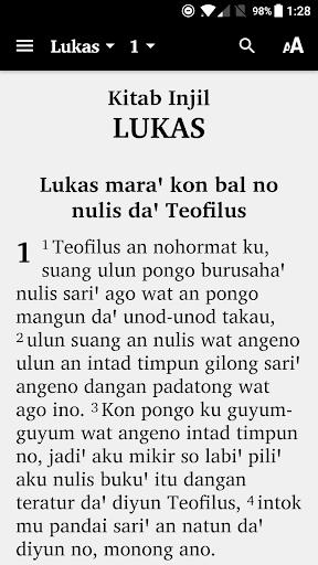 Android application Injil Lukas Dagu Bulusu screenshort