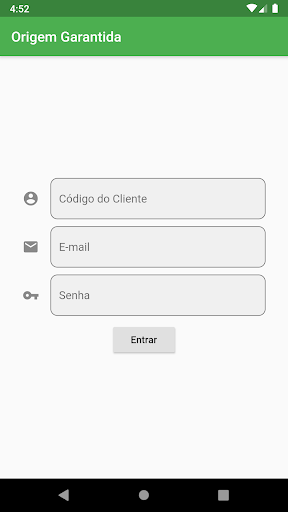 Android application Origem Garantida screenshort