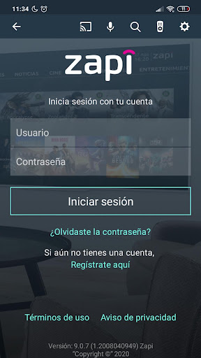 Android application ZAPI screenshort