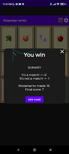 Matching cards Screen 3