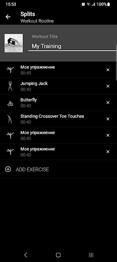 Screenshot of Splits. Stretching in 30 days