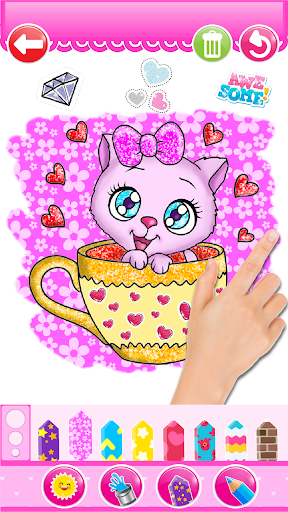 Glitter Cute Kitty Cats Coloring Game 1.1 screenshots 1