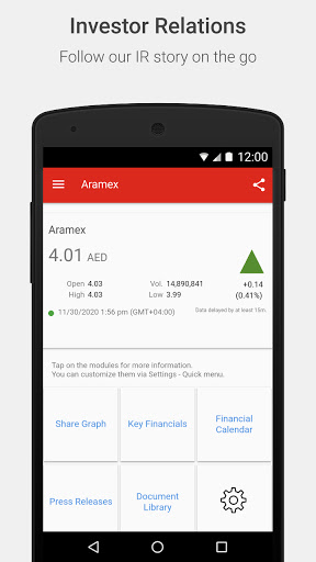 Android application Aramex IR screenshort