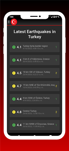Android application Earthquake - Turkey screenshort