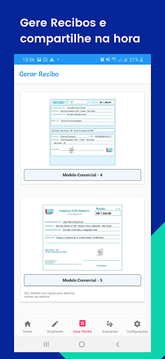 Recibo e Nota de Pagamento Screen 2